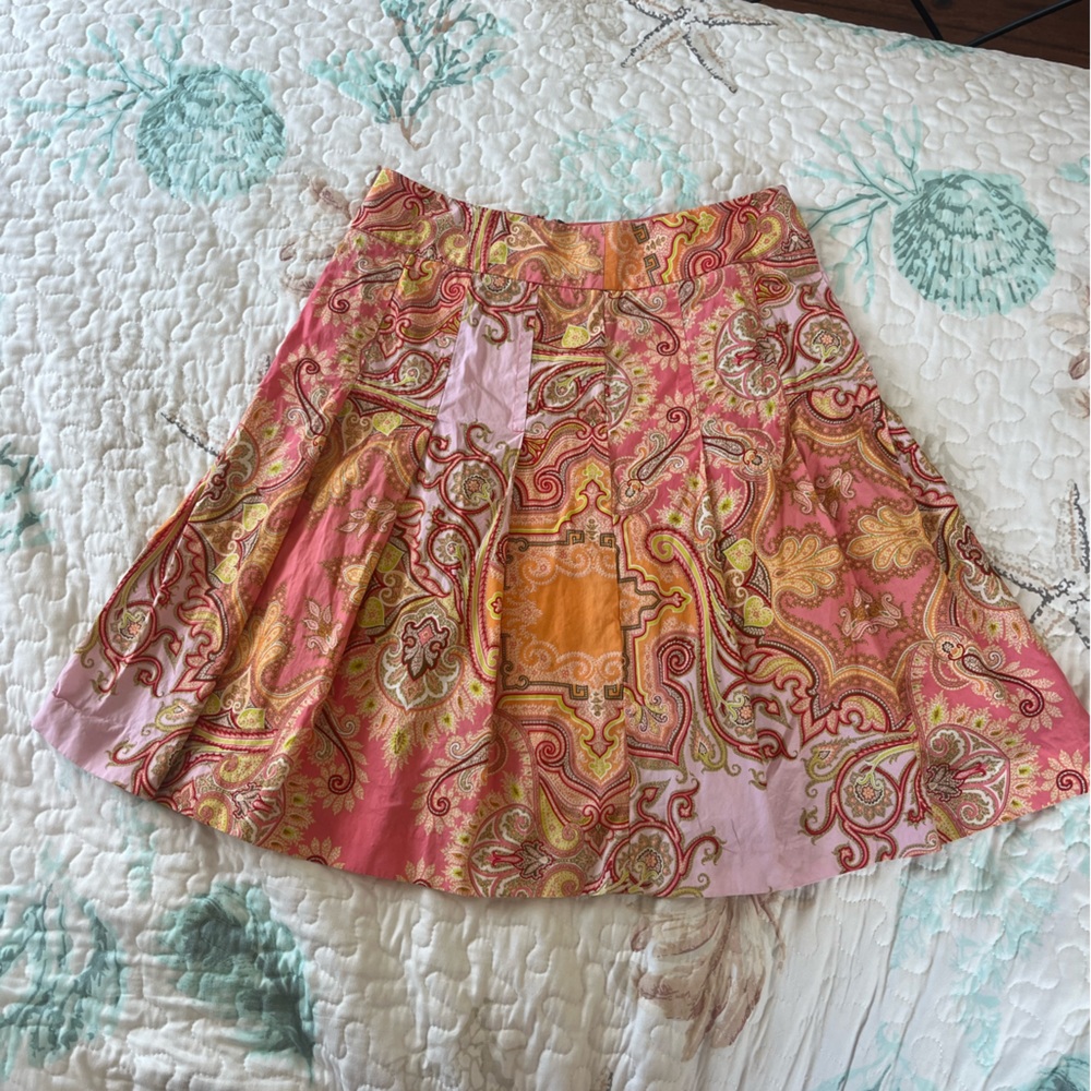 J.crew paisly pleated skirt